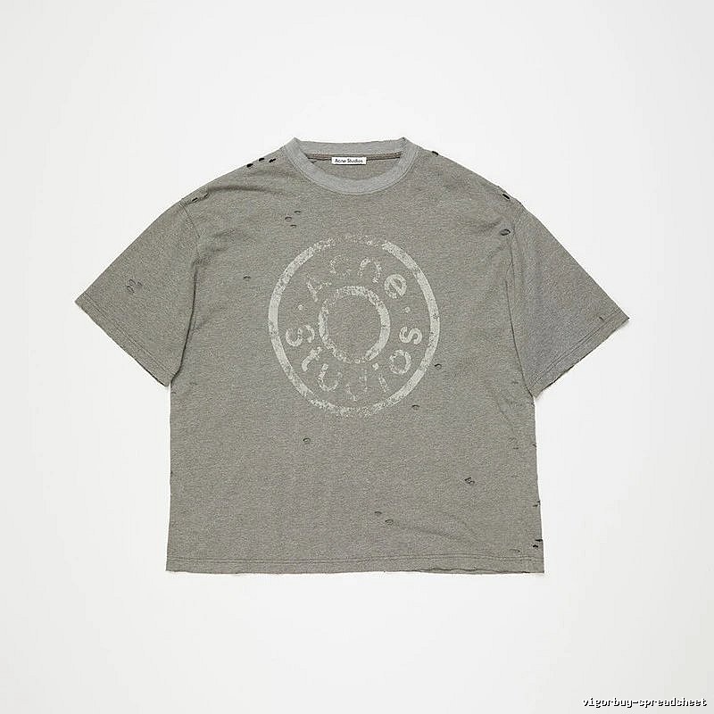 Acne Studios 2090-80 Gray Style Ac908041 Stockholm Logo T-Shirt Warm Weather