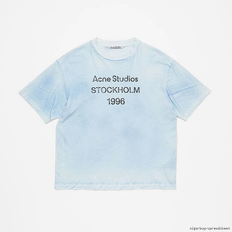 Acne Studios 2090-80 Light Blue Style Ac908046 Stockholm Logo T-Shirt Gift Ready