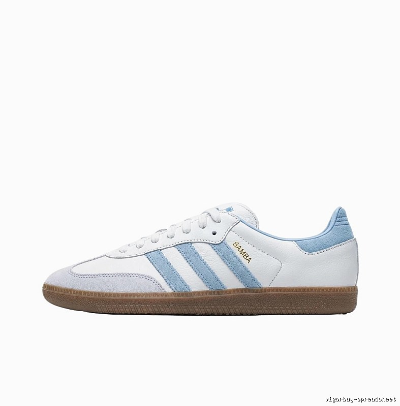 Adidas retro-style white and blue sports shoes