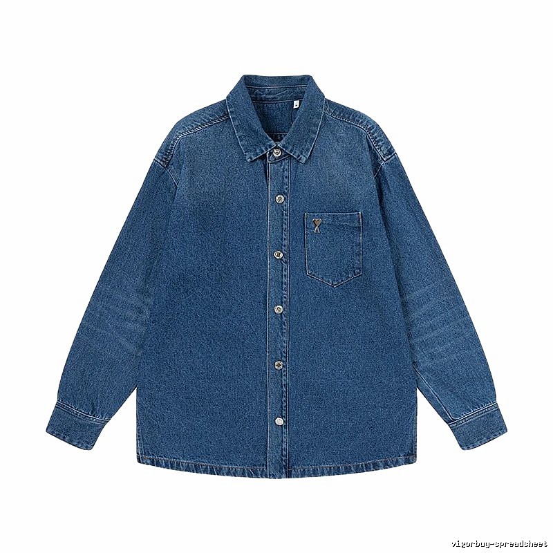 AMI Denim Blue Retro Style Denim Shirt