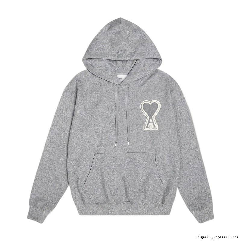 AMI Love Minimalist Style Grey Hoodie
