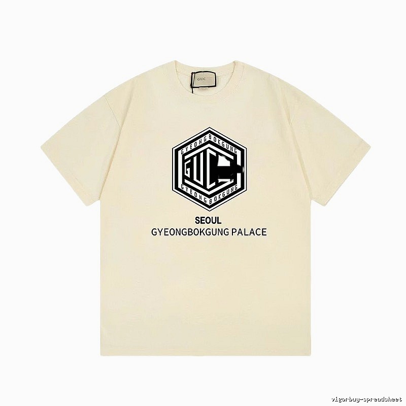 Balenciaga Printed Street-Style Beige Short-sleeve T-Shirt