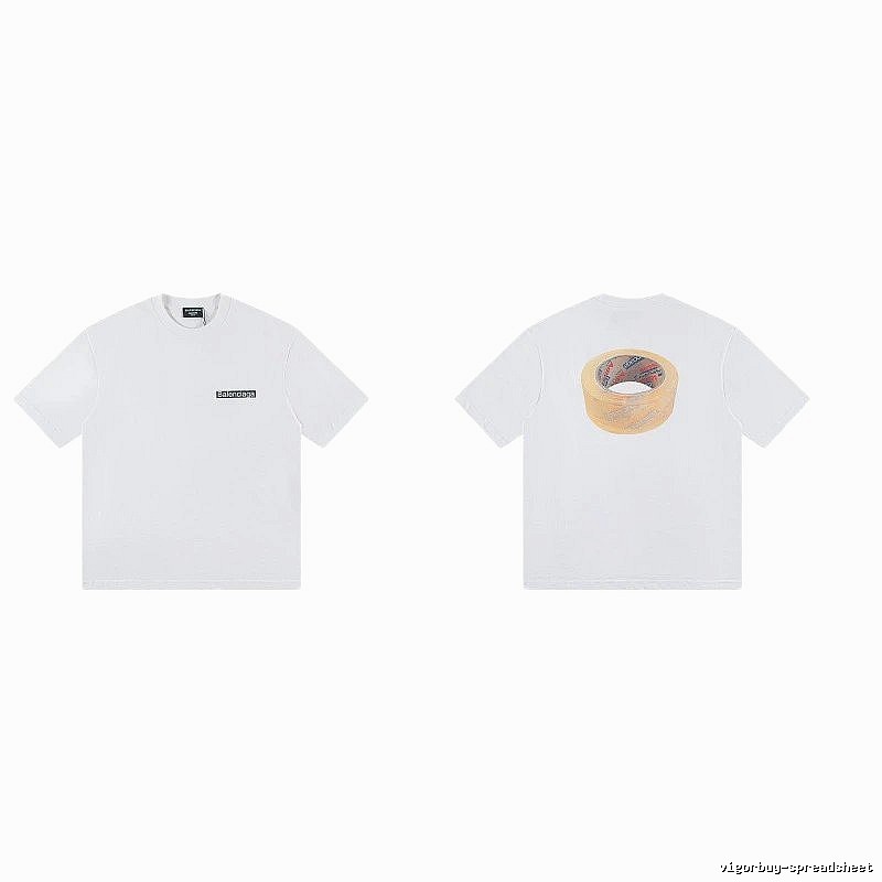 Balenciaga Tape Print Streetwear White T-Shirt