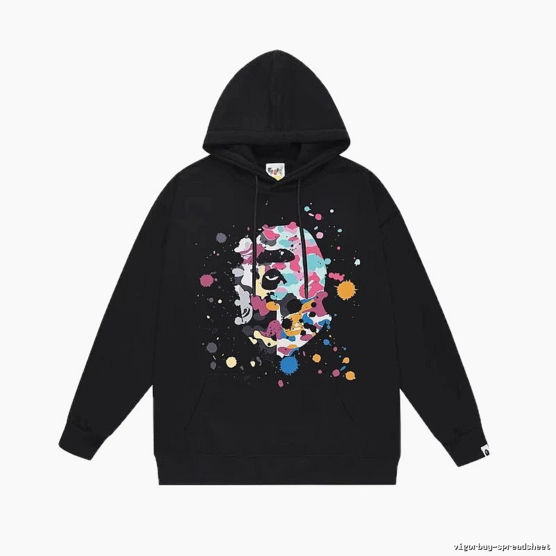 Bape camouflage splatter ink style black hoodie