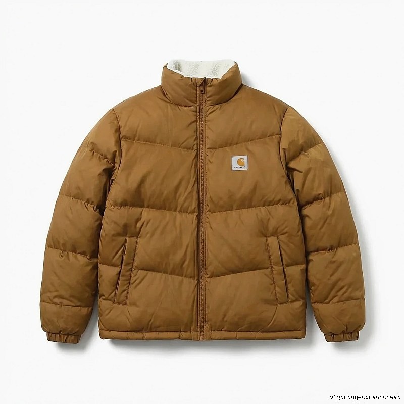 Carhartt workwear style khaki cotton-padded jacket