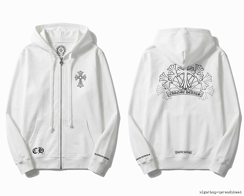 Chrome Hearts Cross Trendy and Cool Style White Sweatshirt
