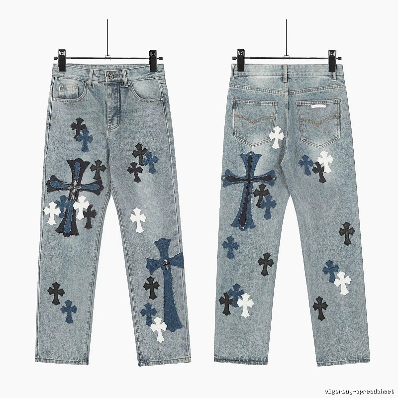 Chrome Hearts Lightweight Graphic jeans Light Denim Jeans for Trend Styling