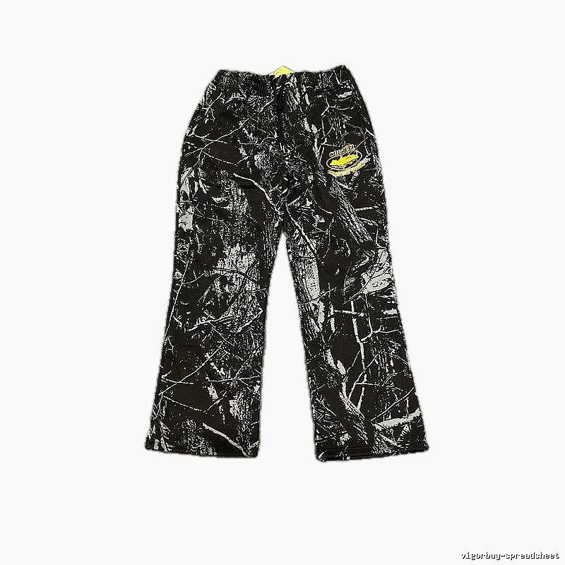 Corteiz graffiti-style black long trousers