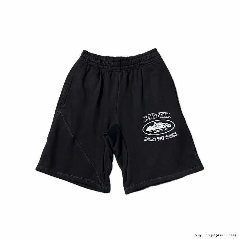 Corteiz retro-style black shorts