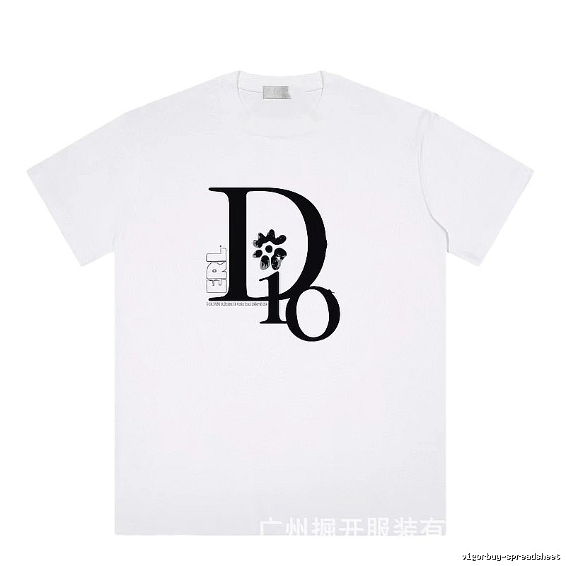 Dior Co-branded Trendy Style Printed White T-Shirt