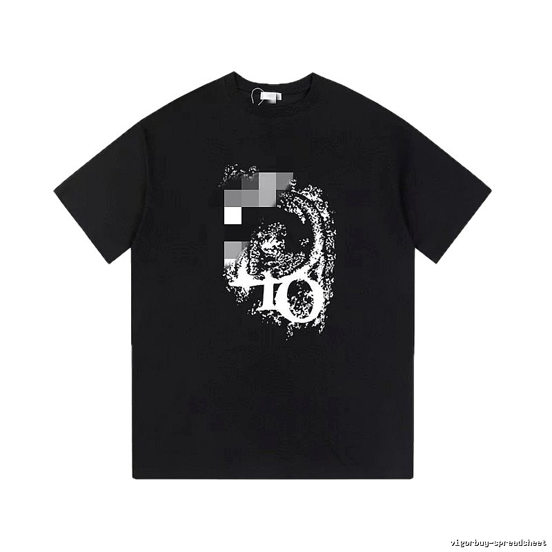Dior Distressed Print Street Style Black T-Shirt