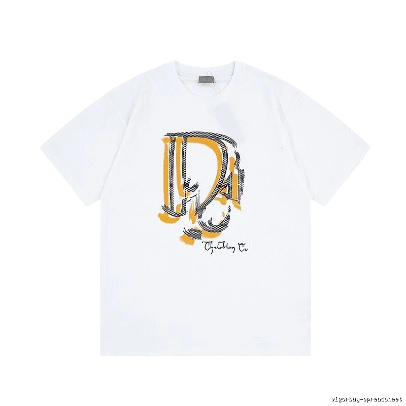 Dior Graffiti Print Casual Style White Short-sleeve T-shirt