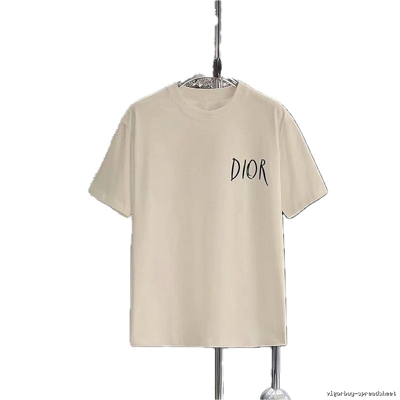Dior Hand-painted Minimalist Off-white Casual Short-sleeve T-shirt