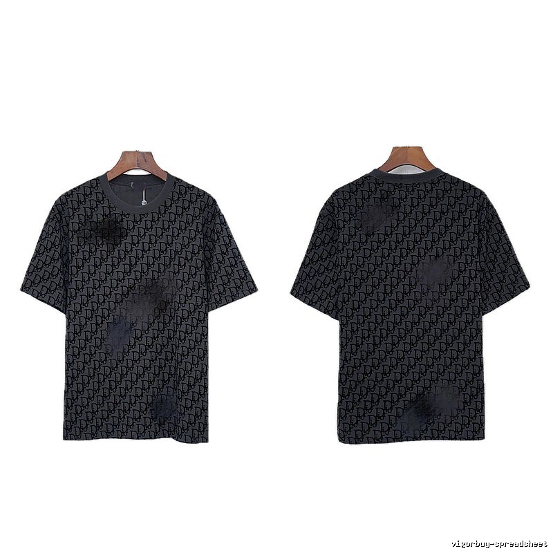 Dior Oblique Streetwear Collection Dark Grey Short-sleeve T-Shirt