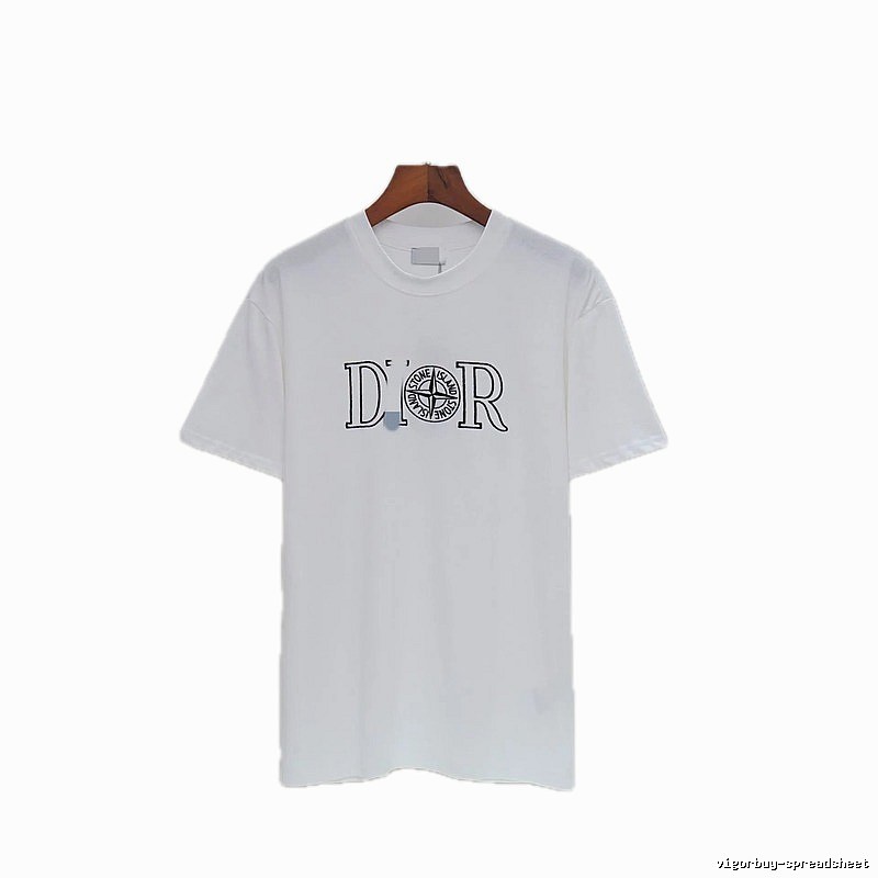 Dior x Stone Island Co-branded Casual Style White T-Shirt