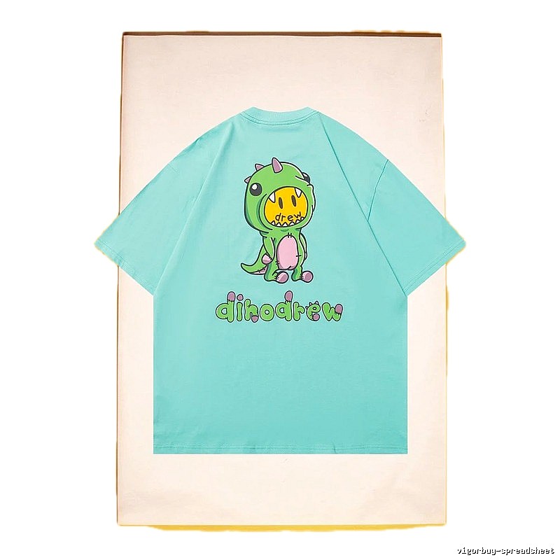 DREW Dinosaur Series Streetwear Style Light Blue Short Sleeve T-Shirt