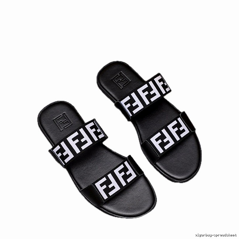 Fendi FF Collection Trendy & Cool Black and White Slides