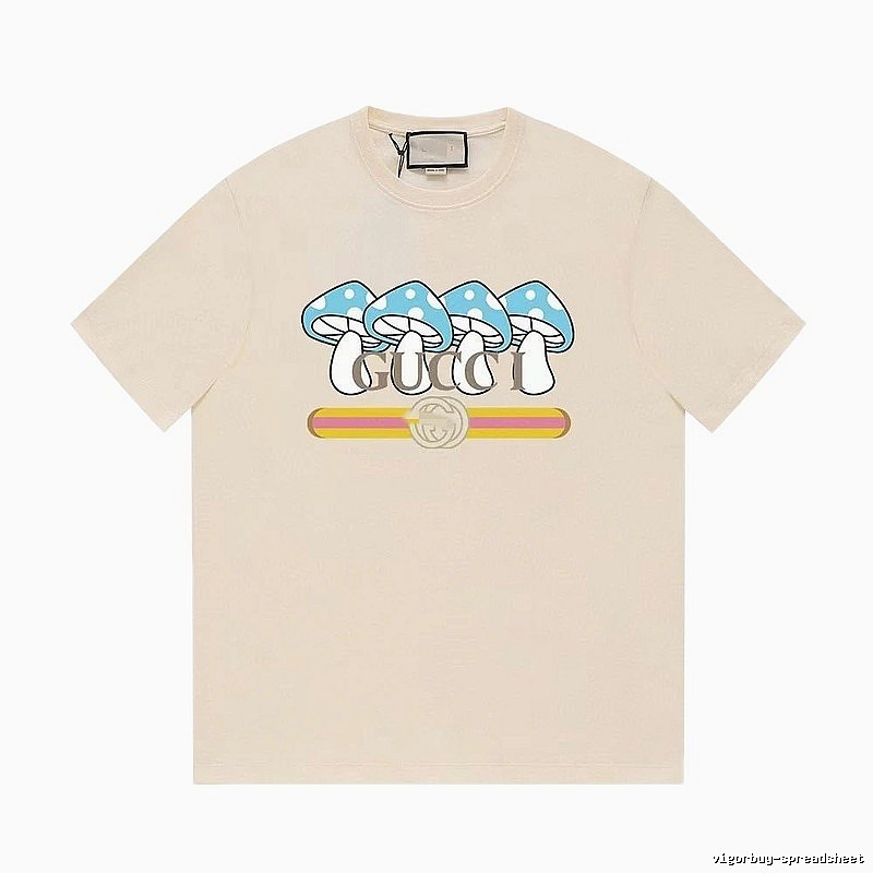 Gucci Mushroom Print Casual Style Off-white T-shirt