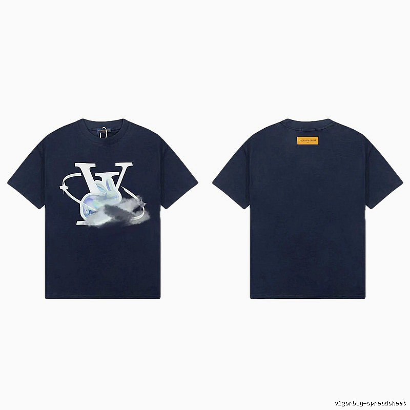 Louis Vuitton Year of the Rabbit Trendy Navy Blue Short Sleeve T-Shirt