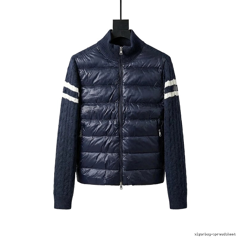 Moncler knitted and spliced dark blue down jacket