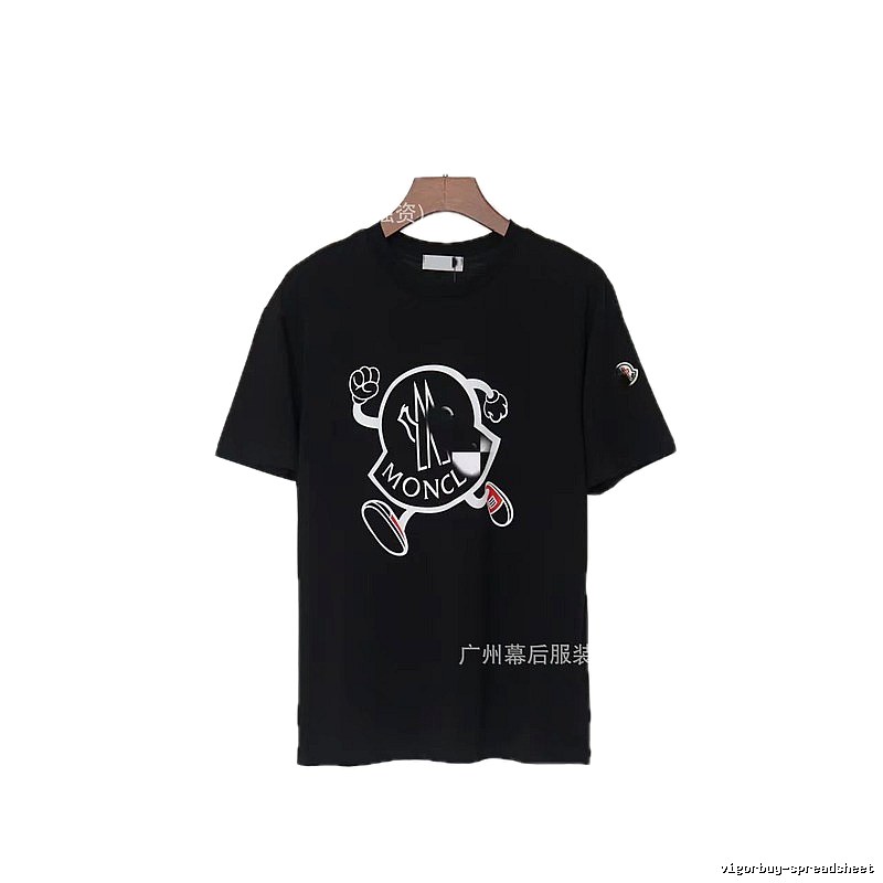 Moncler Trendy Black Cartoon Print Short-sleeved T-shirt
