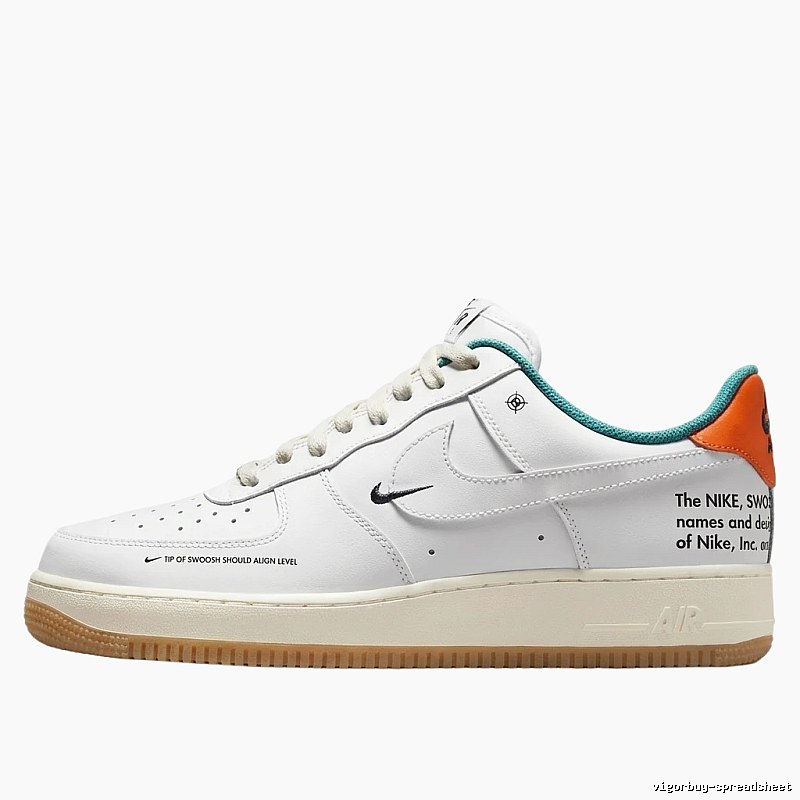 Nike Air Force 1 Simple White and Orange Shoes