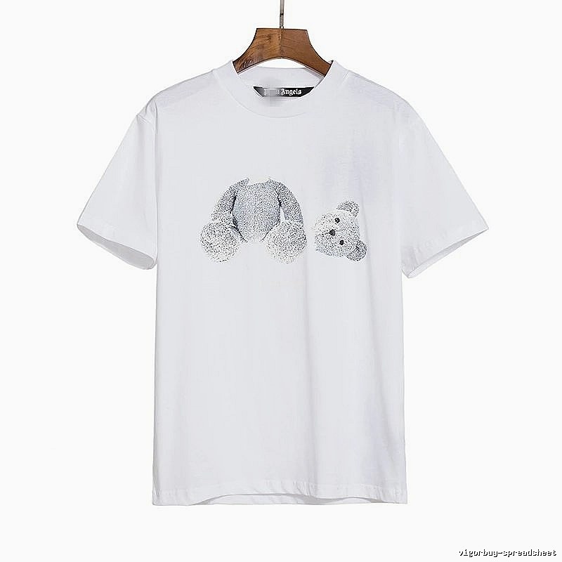 Palm Angels Travel Bear graphic T-shirt White Colorful Bear with Soft Visual Tone