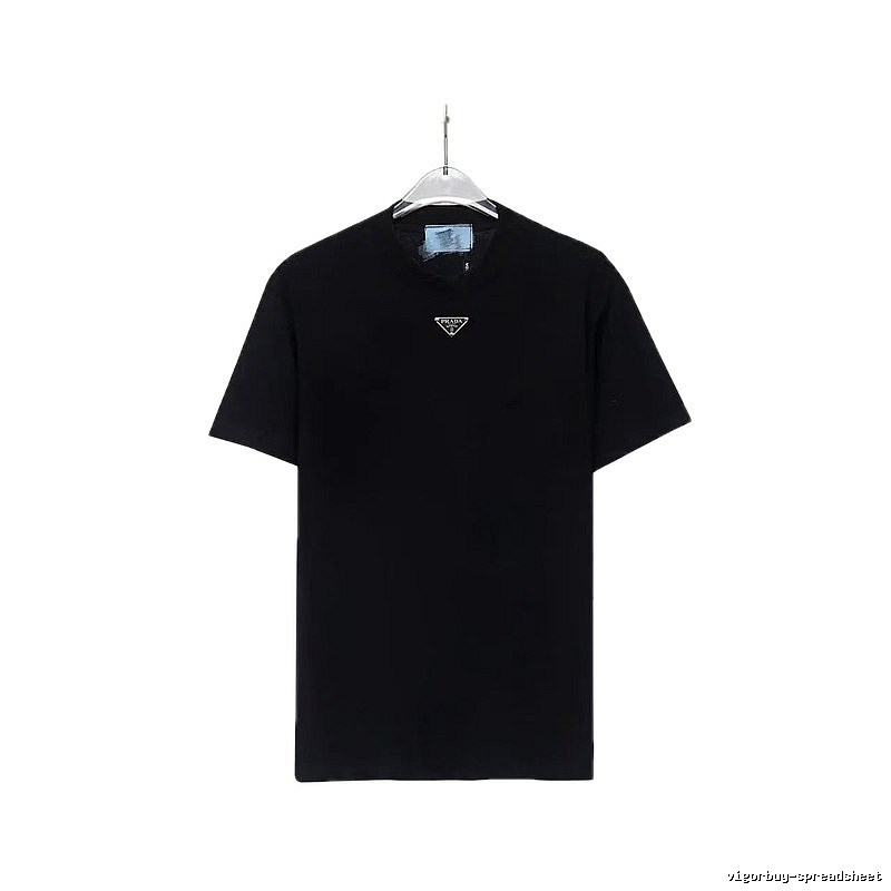 Prada Triangular Logo Minimalist Style Black Short-sleeve T-shirt