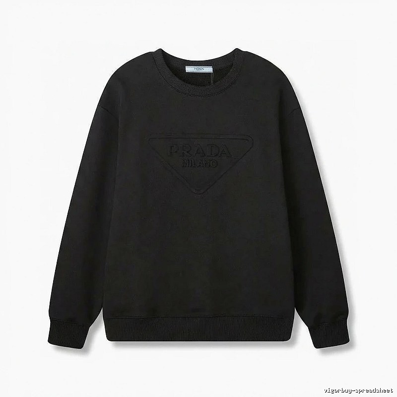 Prada triangular logo simple black sweatshirt