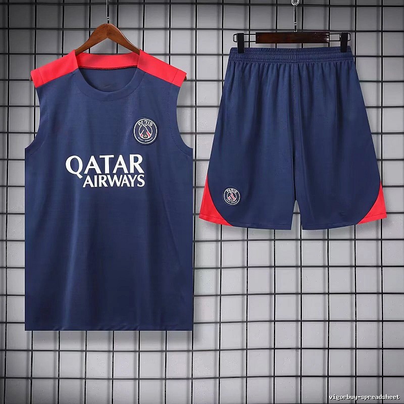 Real Madrid Gift Ready Training jersey set Navy Sleeveless Top with Fresh Pattern