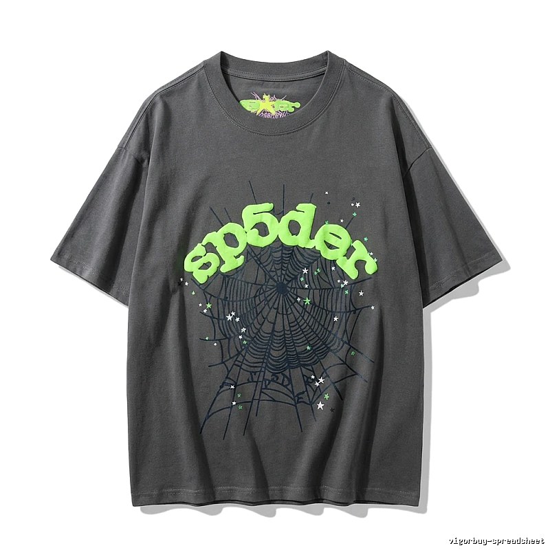 Sp5der Spider Web Trendy Cool Gray T-shirt