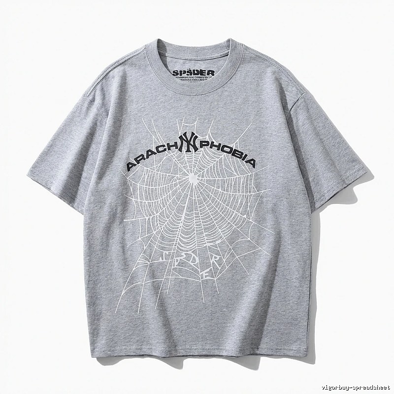 Sp5der Spider Web Trendy Grey T-shirt
