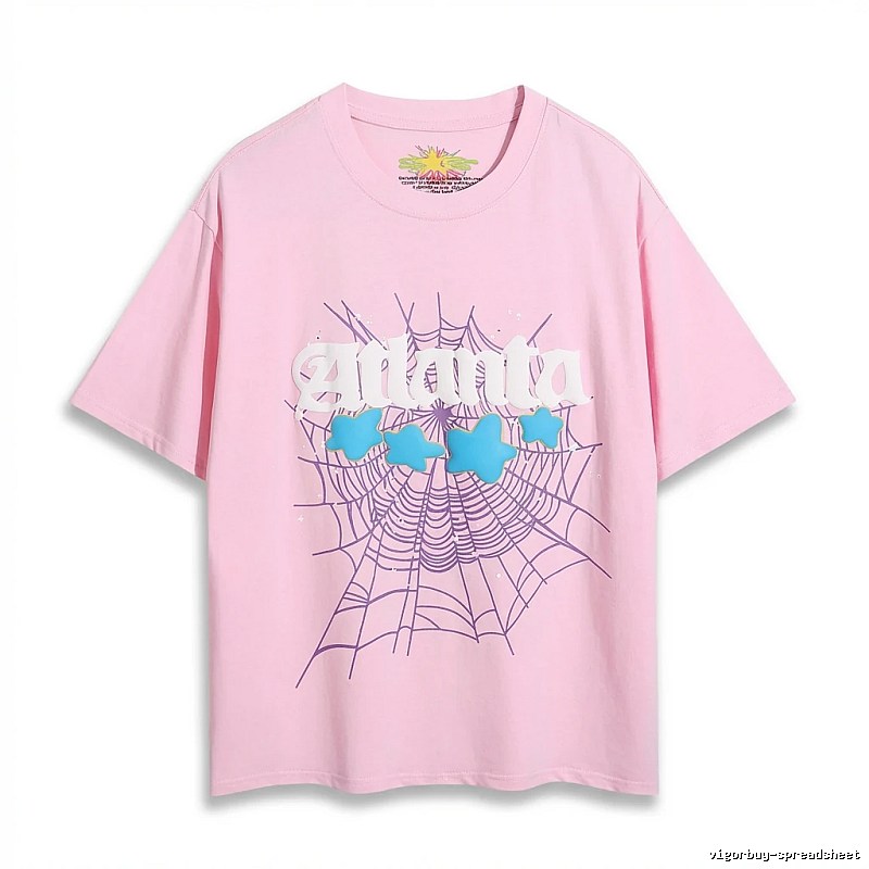 Sp5der Star Network Print Pink T-shirt