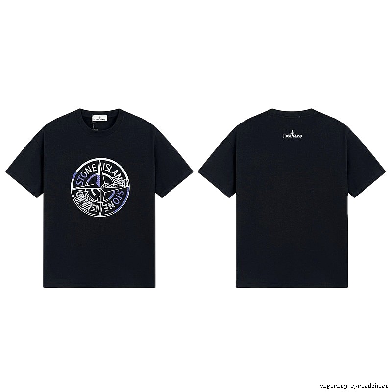 Stone Island Compass Print Street Style Black T-Shirt