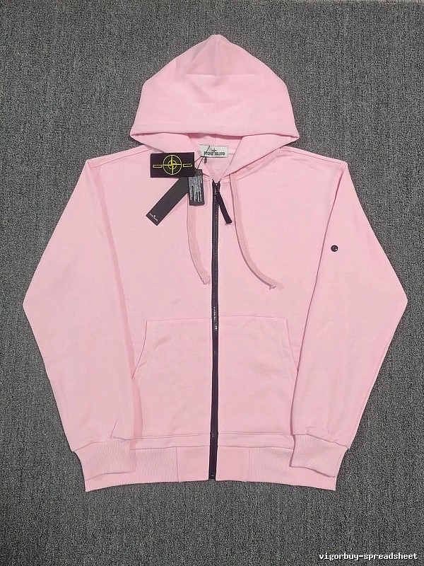 Stone Island Pink Zip Hoodie Casual Layering