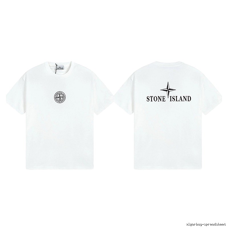 Stone Island Printed Street Style White Short Sleeve T-shirt