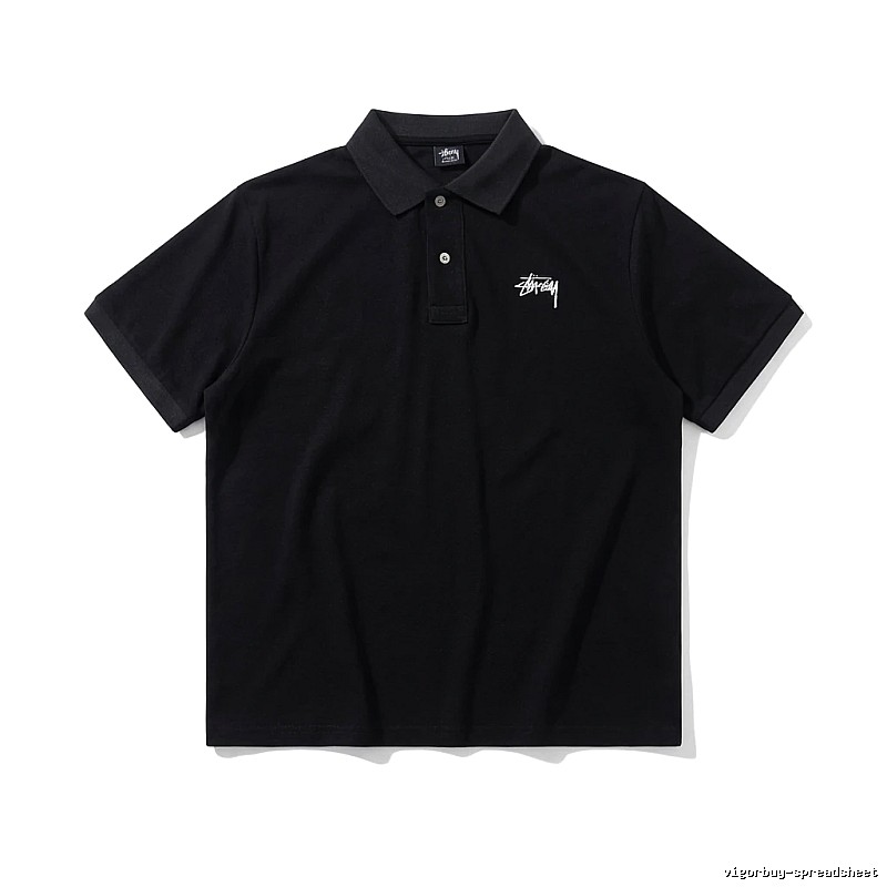 Stussy basic simple style black Polo shirt