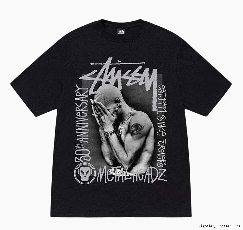 Stussy Statement Graphic T-shirt Black White Stussy for Easy Pairing