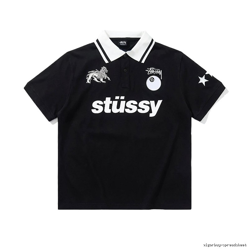 Stussy Trendy Style Black Polo Shirt
