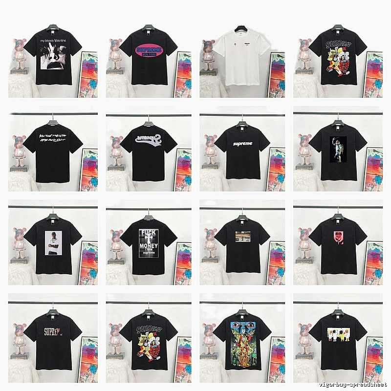 Supreme Printed Street Style Black T-Shirt
