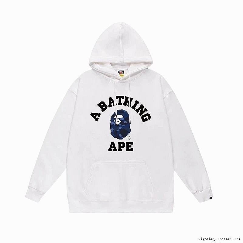 White hoodie with Bape Ape Head print