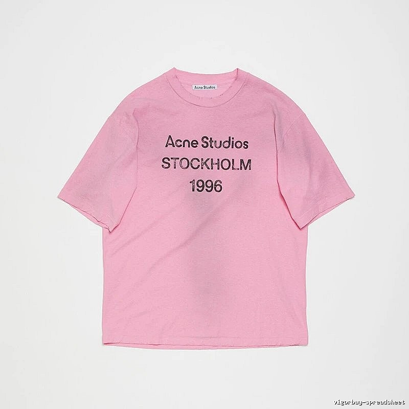 Acne Studios 2090-80 Pink Red Style Ac908026 Stockholm Logo T-Shirt Weekend Wear