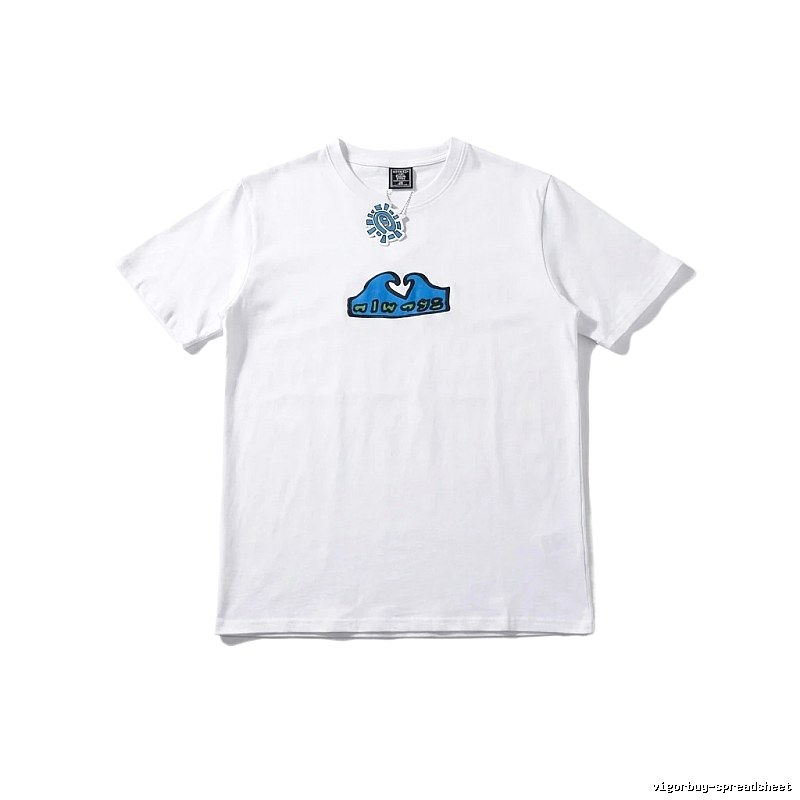 ADWYSD Wave Print Short-Sleeve White T-shirt