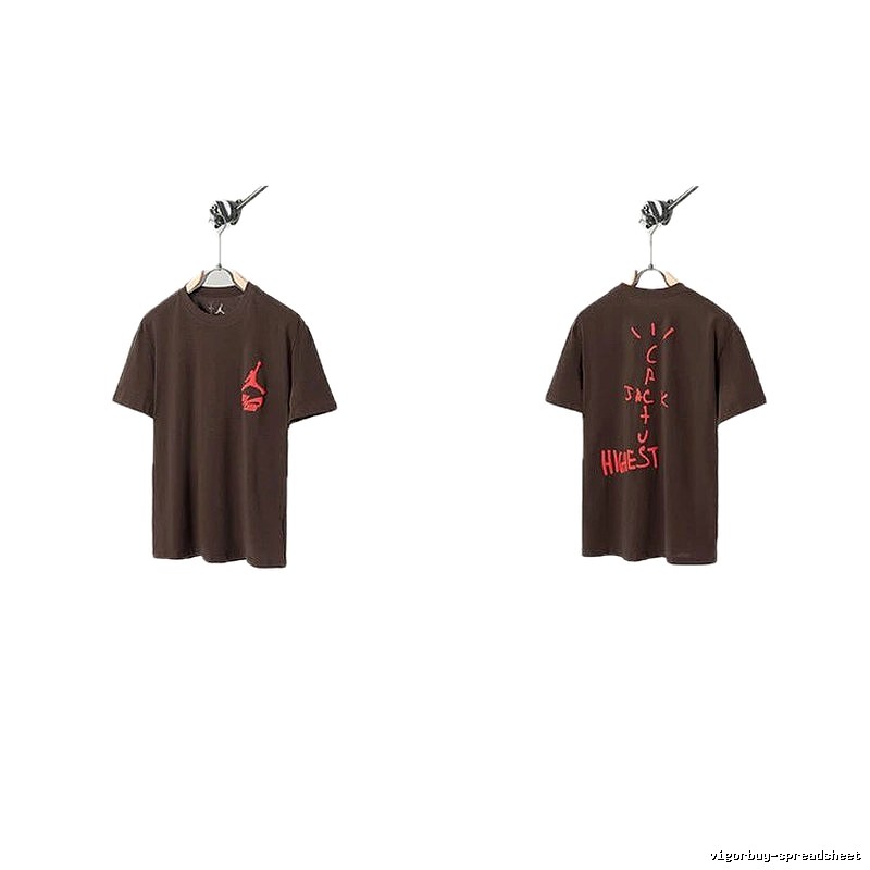 AJ x Travis Scott Co-branded Street Style Brown Short-sleeve T-shirt