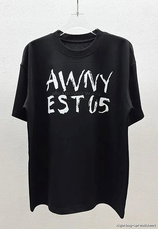 Alexander Wang Alphabet Street Style Black T-Shirt