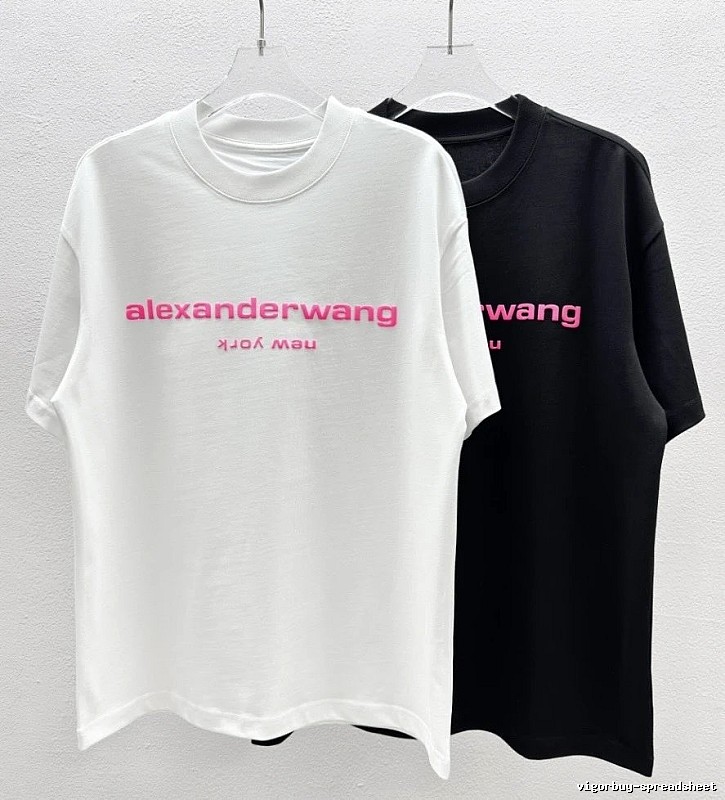Alexander Wang Flocked Minimalist Style White Short-sleeve T-shirt