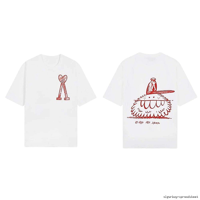AMI cartoon printed white T-shirt