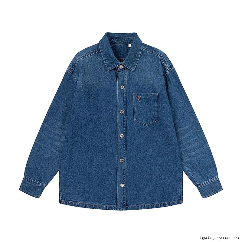 AMI casual style denim blue shirt