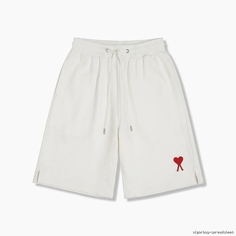 AMI Embroidered Minimalist Style White Shorts