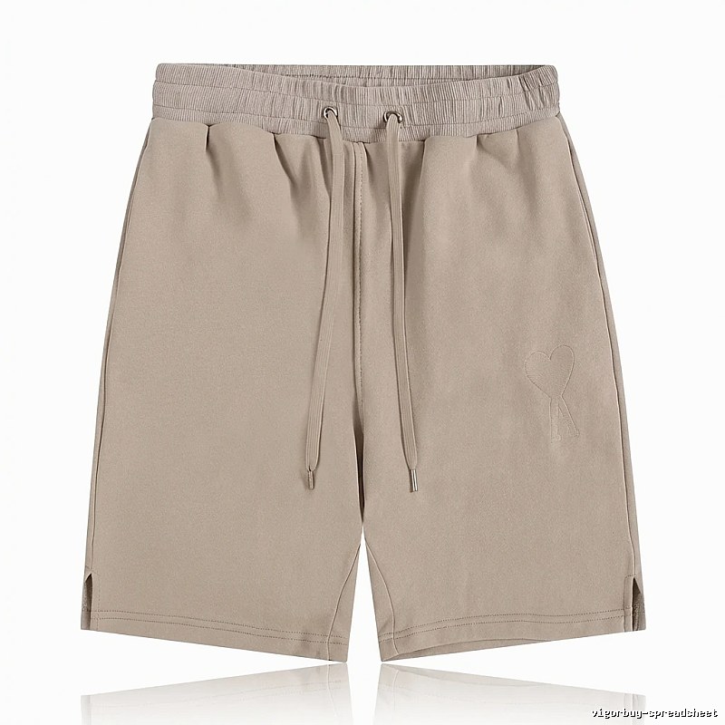AMI Embroidered Trendy Brand Khaki Shorts